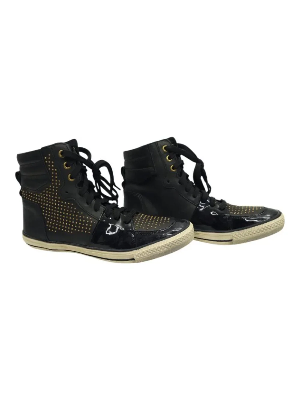 Steven by Steve Madden Dougiee High Top Sneaker 9 Studded Black Patent Punk Goth